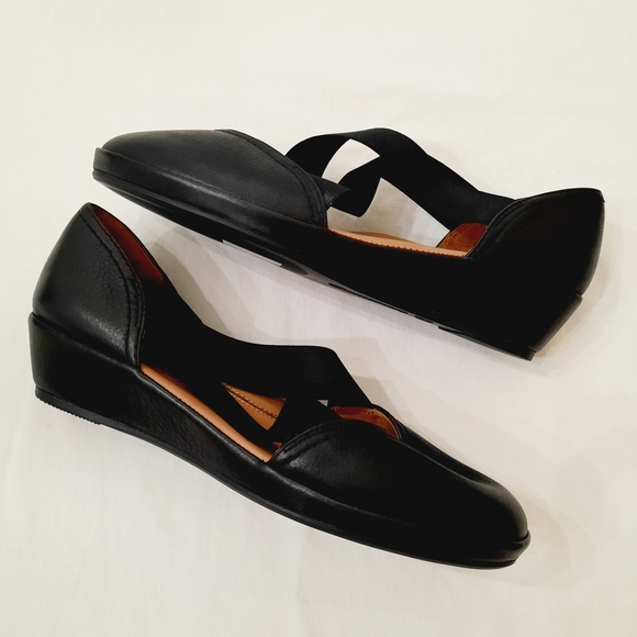 L'Amour Des Pieds black leather wedge sandals 7.5 NWOB - Picture 4 of 5